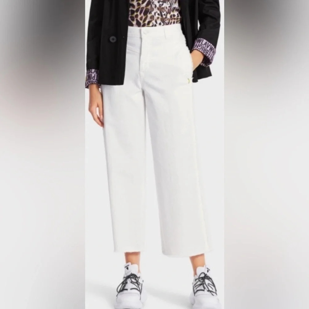 Marc Cain Wylie "Rethink Together white frayed jeans high waist cotton street 12